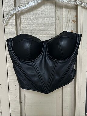 Faux Leather Crop Top Size Small